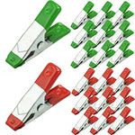 Metal Spring Clamps Clips, Heavy Duty Tipped Grip Holder Rubber Coated, Wood Clamps for Tarpaulin, Camping, Woodworking, Model Making Tool - 20 Pcs/2 Inch(Green&Red)