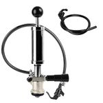 Roastove Keg Party Pump, American D System Beer Keg Tap Party Pump, 4 Inch Picnic Pump with Black Beer Faucet & Beer Hose, Chrome-Plated Keg Draft Beer Party Pump with 2 Hose Clamps