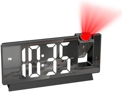 ORIA Projection Alarm Clock, Digital Clock with Projector on Ceiling Wall, 7.8" LED Alarm Clock with 4-Level Dimmer, Snooze, 12/24H, USB Charging Port, for Bedroom Home Heavy Sleepers Teens Elderly
