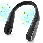 Portable Neck Fan 4000mAh Rechargeable Bladeless Hanging 3 Speeds Adjustment 360°Cooling Wearable Flexible Personal Mini Fan for Men Women Kids Home Office Travel Outdoor