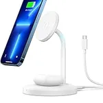 Syncwire Wireless Charging Stand - 2 in 1 Free Rotation Magnetic Charger Station for MagSafe Compatible with iPhone 15, 14, 13, 12 Pro Max, Pro, Mini, Plus, AirPods