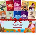 CALMVEDA Organic Incense Cones Scented - (120 Cone Incenses, 10 Variants) Clean No Charcoal Incense, Made from Upcycled Flowers | Palo Santo, Frankincense, Nag Champa Cones, etc. (with Holder)