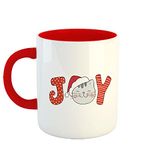 Happu® - Printed Ceramic Coffee Mug, Christmas Gifts, Joy Cat, Christmas Mugs, Christmas Gifts for Kids, Secret Santa Gifts, Christmas Season, 8281-RD