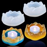 BRIGHTAIL INFRA Molds Silicone, 1 Pc Tealight Candles Holders Silicone Molds for Resin, Lotus Flower Candlestick Epoxy Casting Molds for DIY Crafts Jewelry Box, Trinket Container, Home Table Decoration