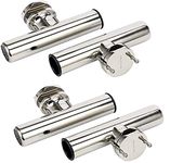 Amarine-made 4Pcs Boat Rod Holder, Stainless Rail Mount Clamp on Fishing Rod Holder, Adjustable Fishing Pole Holder for Rails 1-1/4" to 2"