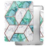 DuraSafe Cases for iPad 9.7 5th 6th Gen Air 1st 2nd Generation [iPad 5 6 Air 1 2] A1893 A1822 A1566 MH2V2HN/A Shock Proof Magnetic Dual Angle Stand with Honeycomb Pattern Printed Cover - Marble Green