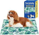 furrybaby Dog Cooling Mat, Pet Bed Dog Mat Self-Cooling Pad Cool Gel Bed Large Dog Cooling Pads Mats Leaf, No Need to Refrigerate or Freeze, Apply Indoors Outdoors Car(Green M 50x65cm)