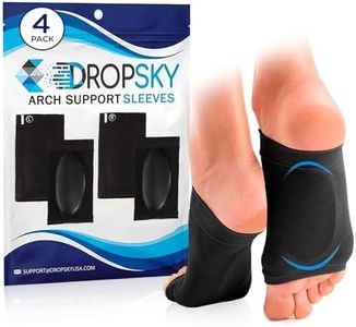 Arch Support Brace for Flat Feet with Gel Pad Inside - 4 Pieces - Plantar Fasciitis Support Brace - Compression Arch Sleeves for Women, Men - Foot Pain Relief for Planter Fasciitis, Arch Pain (Black)