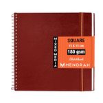 MENORAH Paper-Square Artist Sketchbooks-180 Gsm-(100 Pages/50 Sheets)-Square Drawing Sketchbook(15.0X15.0 Cm)Art Journal,Painting,Watercolour,Acrylics Paints,Gouache-Metal Spiral Bound-(Acid Free)Red