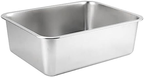 UJEAVETTE® Stainless Steel Cat Rabbit Litter Box Smooth Edge Rustproof Kitten Potty Pan 40X30X10Cm