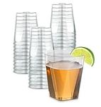 100 Clear Plastic Shot Glasses 2 OZ - Disposable Shot Glasses Bulk - Wine Tasting Cups - Small Plastic Tumbler - Square Shooter, Whiskey Mini Shot Cups - Small Plastic Cups Bulk