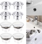 Sink Overflow Ring, Bathroom Kitchen Sink Hole Round Overflow Cover Basin Tidy Overflow Drain Cap Cover(8 Pieces)