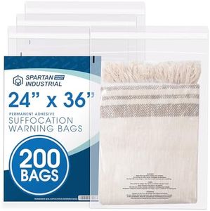 Spartan Industrial - 24" X 36" (200 Count) Self Seal Clear Poly Bags with Suffocation Warning for Packaging, Shipping - Permanent Adhesive