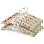 GLCON 16 inches Satin Padded Hangers for Women Clothing - Padded Clothes Hangers for Sweaters - No Bump Fancy Floral Bridal Hangers for Adult Coat Suit Wedding Dress (Pack of 10)