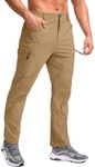 Pudolla Men's Hiking Cargo Pants Water Resistant Lightweight Quick Dry Breathable Work Pants with 7 Pockets for Outdoor, Deep Khaki, X-Large