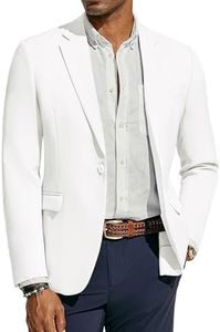 PJ PAUL JONES Men's Lightweight Sport Coat Casual One Button Blazer Breathable Sportcoat, White, X-Large