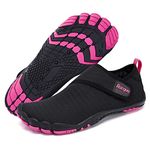 Racqua Mens Womens Water Shoes Quick Dry Barefoot Lightweight Shoes Beach Swim Sport Shoes Hiking Pool Surfing Diving Aqua Shoes Black/Rose EU 36=UK 3.5