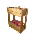 Teakwoodkart Handcrafted Two Tier Multipurpose Wooden Fruits/Onion/Potato Stand/Vegetable Stand/Vegetables & Sabji Basket Vegetable Stand/Vegetable Stand Kr020,Tiered Shelf-Tabletop Mounting