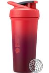 BlenderBottle Strada Sleek Shaker Cup Insulated Stainless Steel Water Bottle with Wire Whisk, 25-Ounce, Sangria Ombre