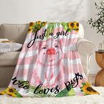 Todeyya Just A Girl Who Loves Pigs Super Soft Flannel Throw Blanket, Lightweight Cozy Plush Blanket Air Conditioning Quilt Best Gifts Sofa Bedroom Travel All Season M 60"x50" for Teens