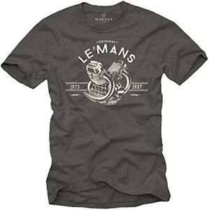 Vintage Tee Shirt Motard - Le Mans - Moto Cadeau Papa Homme Gris Original XL