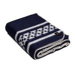 Thick Alpaca Wool Blanket Heavyweight Alpaca Wool Blanket Camping Outdoors Indoors Soft Peruvian Alpaca Wool Blankets That Come in Twin Queen King Size Ethnic Design (Navy Blue/Ivory, King)