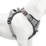 PoyPet No Pull Dog Harness, [Release on Neck] Reflective Adjustable No Choke Pet Vest with Front & Back 2 Leash Attachments, Soft Control Training Handle for Small Dogs(Houndstooth,S)