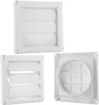 ZOFUN 3 Pcs Tumble Dryer Vent Covers, 15 x 3.8 cm Air Vent Covers with Not-Return Shutters, White Extractor Fan Vent Covers, Plastic Extractor Fan Covers for Ventilation Hose Duct Grill