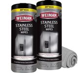 Weiman Stainless Steel Cleaner and Polish Wipes Bundle with Microfiber Cloth-Removes Fingerprints, Water Marks and Grease from Appliances - Works Great on Refrigerators, Ovens, and Grills