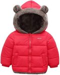 Happy Cherry Child Winter Zipper & Hooded Jacket Padded Puffer Lined Coat Thick Fleece Cotton Snow Coat for Unisex Baby, Kids, Toddler 5-6 X
