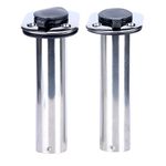 Amarine-made 2Pcs 90 Degree Fishing Rod Holders Stainless Steel with Rubber Cap, Liner, Gasket