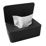 Jzenzero Wipes Dispenser, Dustproof Tissue Storage Box Case Wet Wipes Dispenser Holder with Lid for Home Office Desk (Black)