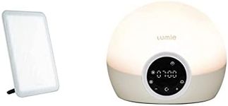 Lumie Vitamin L - Slim Light Box for Effective SAD Light Therapy & Bodyclock Spark 100 - Wake-up Light Alarm Clock with Sleep Sunset