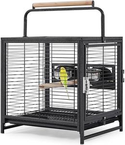 Yaheetech Cage à Oiseaux avec Jouets Poignée Cage pour Petit Oiseau Noir 48,5 x 47,5 x 39cm