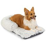 Best Friends by Sheri Nap Mat Dog Bed with Bolster - Washable Dog Bed Crate Pad with Removable Cover, Frost, 30" x 17"