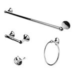 Bathroom Hardware Accessory Set Includes 24’’ Towel Bar, Toilet Paper Holder, Hand Towel bar and Robe Hook - Bathroom Towel Rack Set (4 - Piece Accessories Set, Chrome)