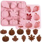 Orapink 1 Piece Autumn Silicone Chocolate Molds Maple Leafs, Acorns and Pumpkins Shape 3D Chocolate Candy Moulds for Autumn, Thanksgiving Day, Harvest Theme