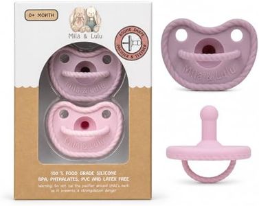 Mila & Lulu Round Silicone Pacifiers (Set of 2) – 100% Food-Grade, One-Piece Design, Soft Round Nipple, Doubles as Teether for Newborns and 0+ Months – Ballerina/Mauve