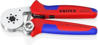 Knipex Self-Adjusting Crimping Pliers for wire ferrules with lateral access chrome-plated, with multi-component grips 180 mm (self-service card/blister) 97 55 14 SB