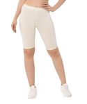 TRASA Women's Cotton Fashion Biker Workout Cycling Shorts, Butter - M