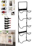 Xample® 5 Bottle Wine Rack Black Metal Wall Mounted Storage Holder Shelf Kitchen Vine UK