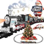 Electric Train Set Christmas Train Toys w/Smokes,Lights& Sound (ON/Off) Kids Rechargeable Train Set w/Steam Locomotive, Cargo Cars & Tracks Christmas Birthday Gift for Boys Girls 3 4 5 6 7