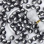 100pcs Black Yin Yang Polymer Clay 