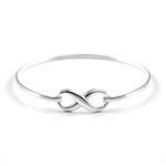 Silverly 925 Sterling Silver Infinity Bangle With Hook Clasp - Solid Silver Bracelet - Classic Jewellery for Women and Teenage Girls - Wedding Gift - Gifts for Girlfriend - Friendship Bracelets