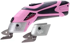 Pink Power Cordless Electric Scissors Fabric Cutter for Crafts, Box, Sewing, Carpet, & Scrapbooking - Heavy Duty Professional Rotary Shears Cutting Tool - Automatic Cardboard Cutter Fabric Scissor