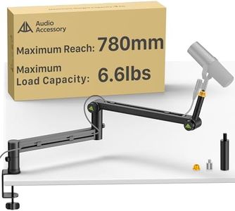 AA AUDIO ACCESSORY Mic Boom Arm, Low Profile Microphone Arm with 6.6lbs Load Capacity, Sturdy Metal Mic Stand with Desk Mount Clamp, Stable Gear Structure Never Sags, Compatible with Shure SM7B etc