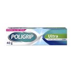 Poligrip Denture Adhesive Cream, False Teeth and Partials Fixative, Ultra, 40 g