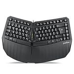 perixx PERIBOARD-413B UK, Compact Wired USB Split Keyboard, Ergonomic Design, Tenkeyless for Desktop and Laptop Users, UK QWERTY - Black