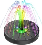 Yzert Solar Fountain with LED Lights Green Flower, 3.5W Glass Solar Bird Bath Fountains Pump with 2200 mAh Battery, Solar Water Fountain for Bird Bath, Garden, Outdoor, Pond -Black Panel Colorful