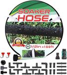 Suneed Soaker Hose 100 Ft for Garden Beds,1/2'' Soaker Hoses for Foundation Watering 100 Ft Rubber Soaking Hose - Drip Irrigation Hose for Garden, Vegetable Beds (100 ft)